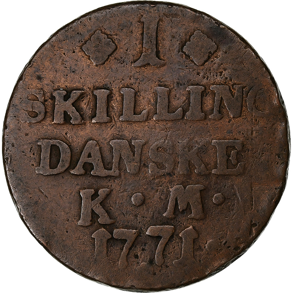 Denmark, Christian VII, Skilling, 1771, Copenhagen, Copper, VF(20-25), KM:616.1