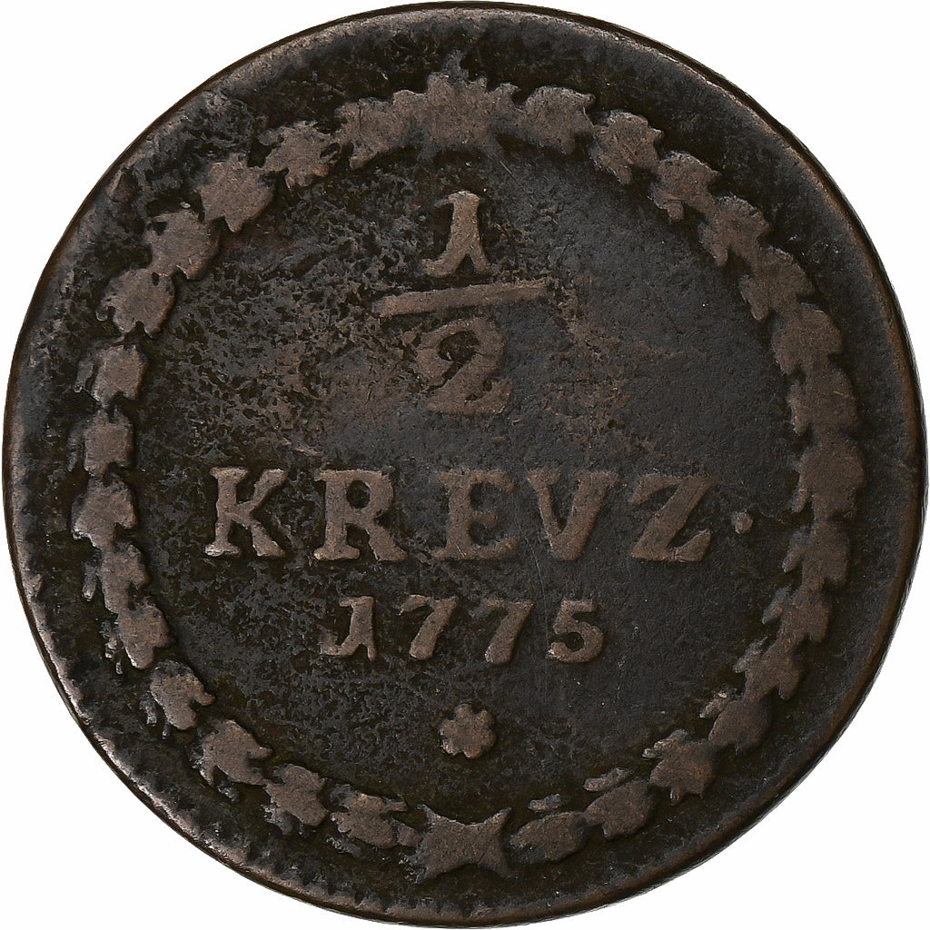 Duitse staten, PFALZ-ELECTORAL PFALZ, Karl Theodor, 1/2 Kreuzer, 1775, Mannheim