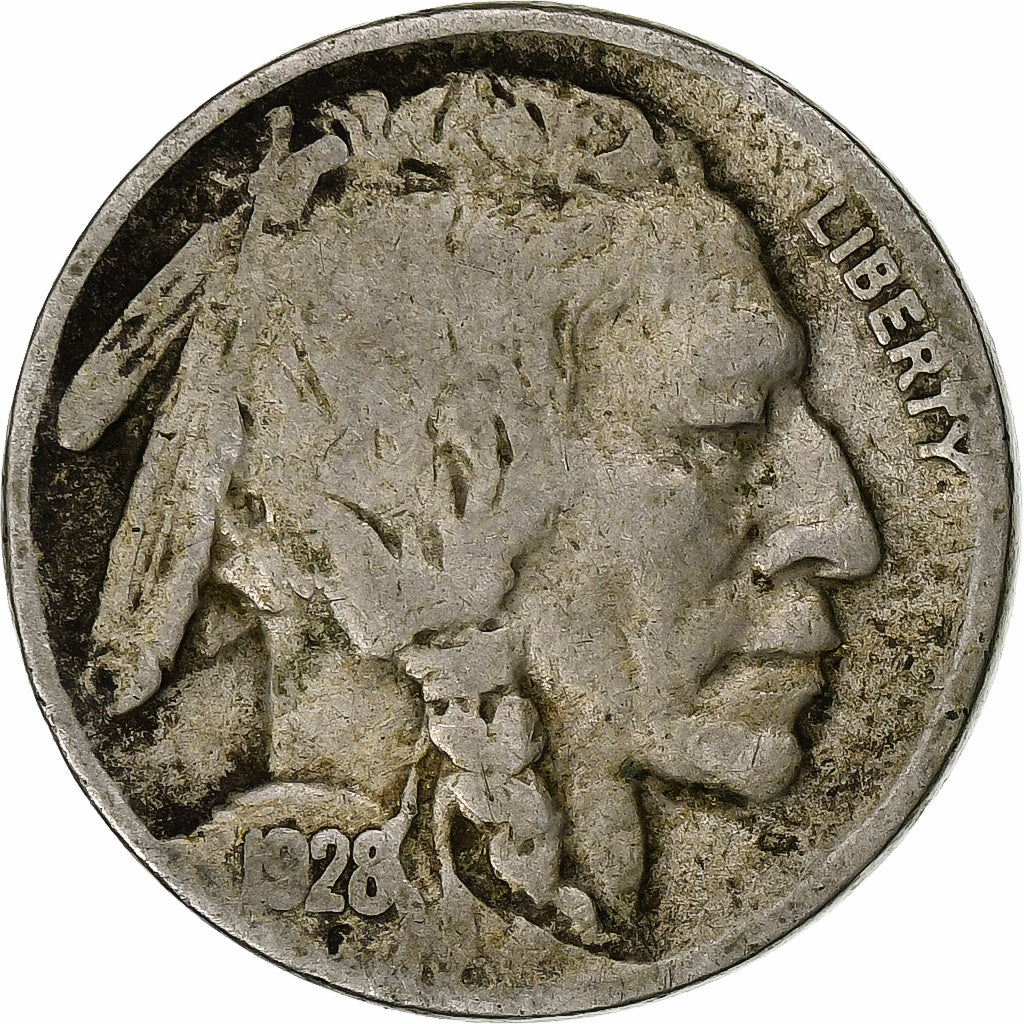 Estados Unidos, 5 Cents, Buffalo Nickel, 1928, U.S. Mint, Cobre - níquel, BC+