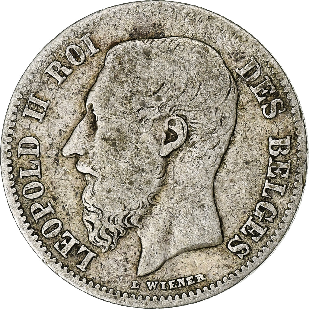 Bélgica, 50 Centimes, 1866, Plata, BC+, KM:Pn68