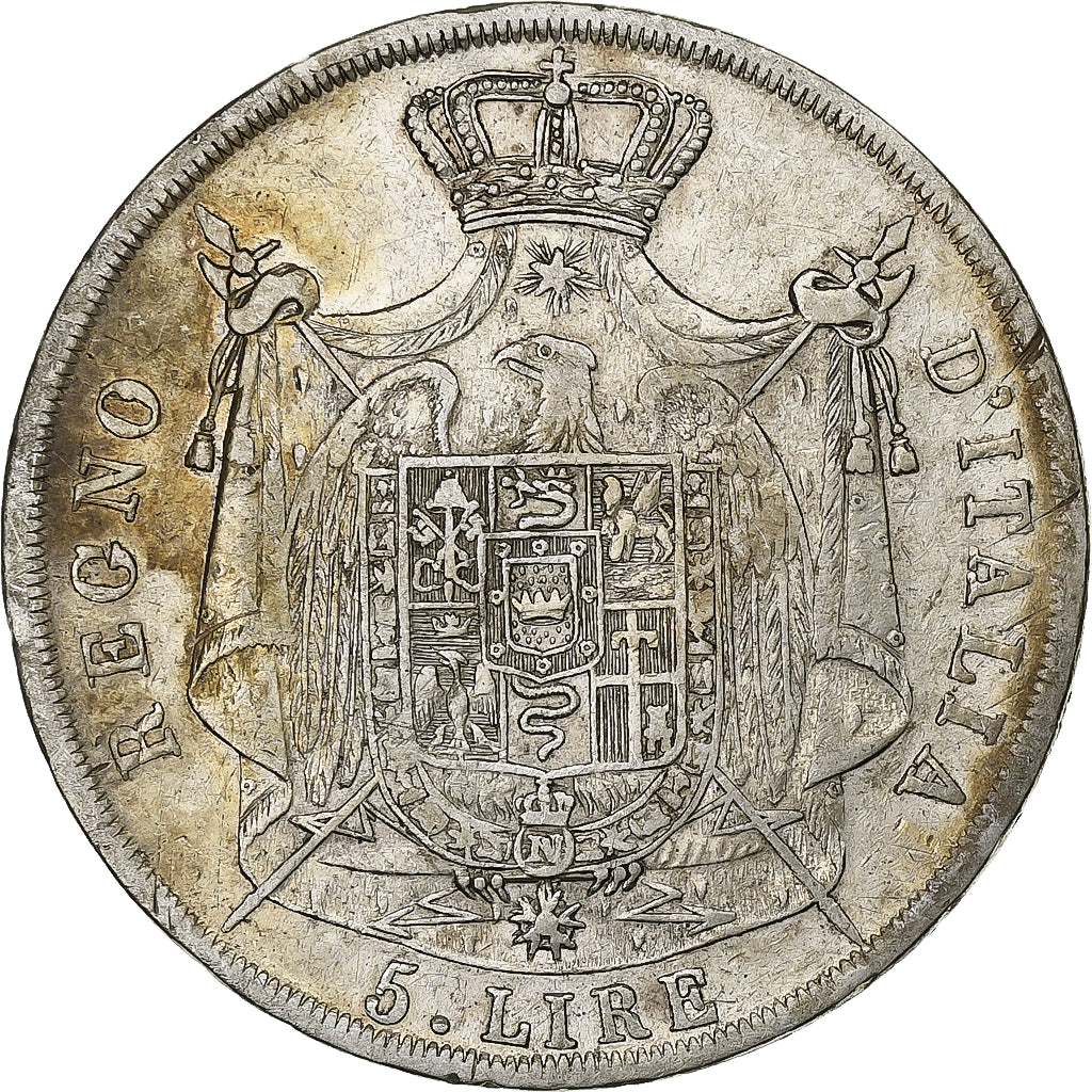 ITALIAN STATES, KINGDOM OF NAPOLEON, Napoleon I, 5 Lire, 1811, Milan, Silver,TB+