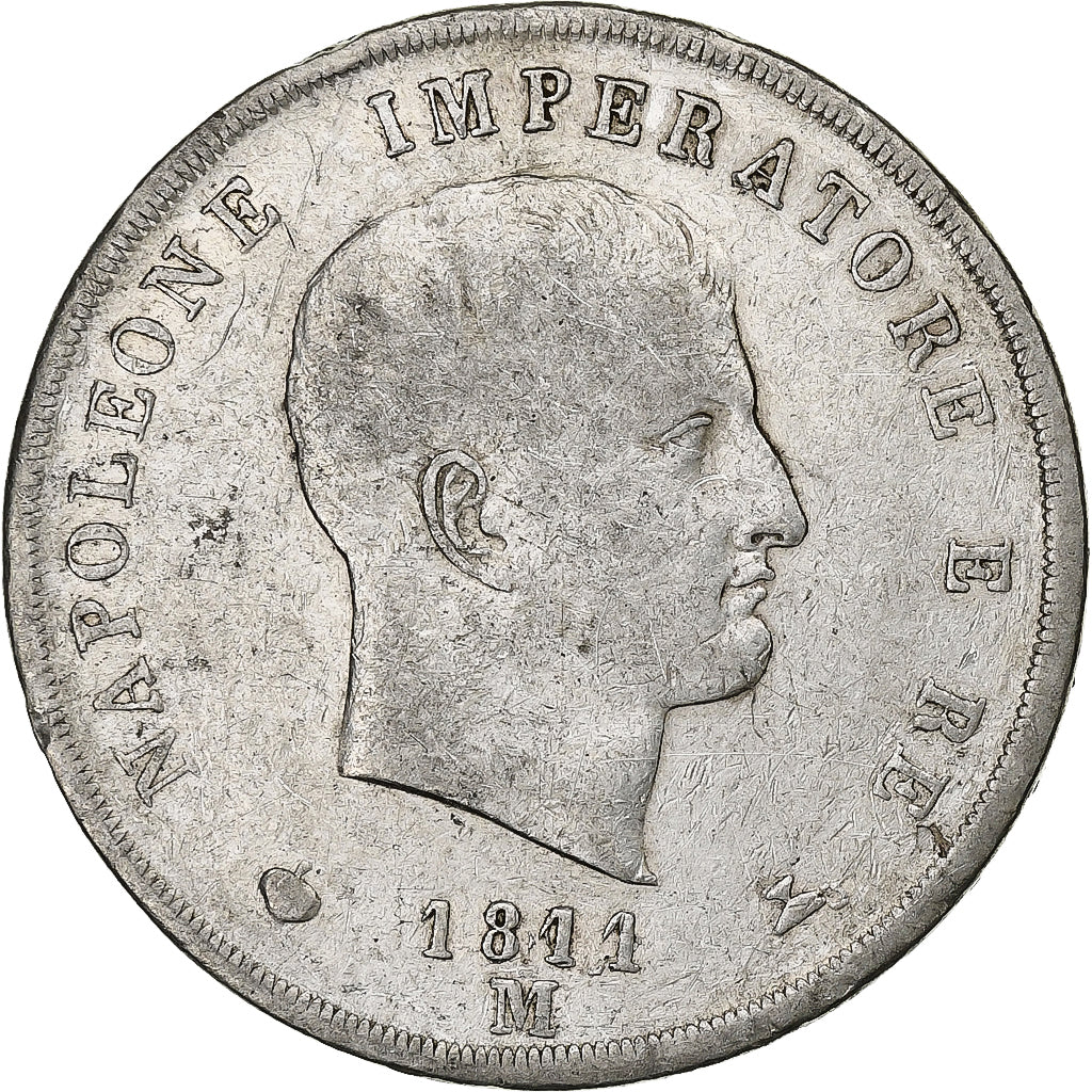 ESTADOS ITALIANOS, KINGDOM OF NAPOLEON, Napoleon I, 5 Lire, 1811, Milan, Prata