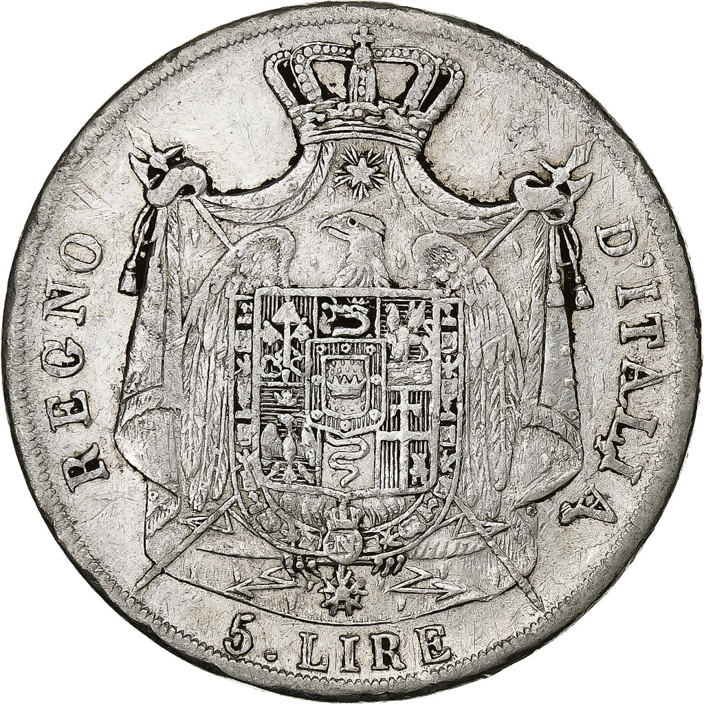 ESTADOS ITALIANOS, KINGDOM OF NAPOLEON, Napoleon I, 5 Lire, 1811, Milan, Prata