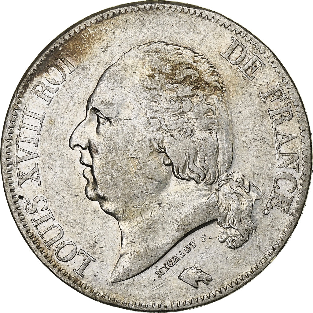 Frankrijk, Louis XVIII, 5 Francs, Louis XVIII, 1823, Paris, Zilver, ZF, KM:711.1