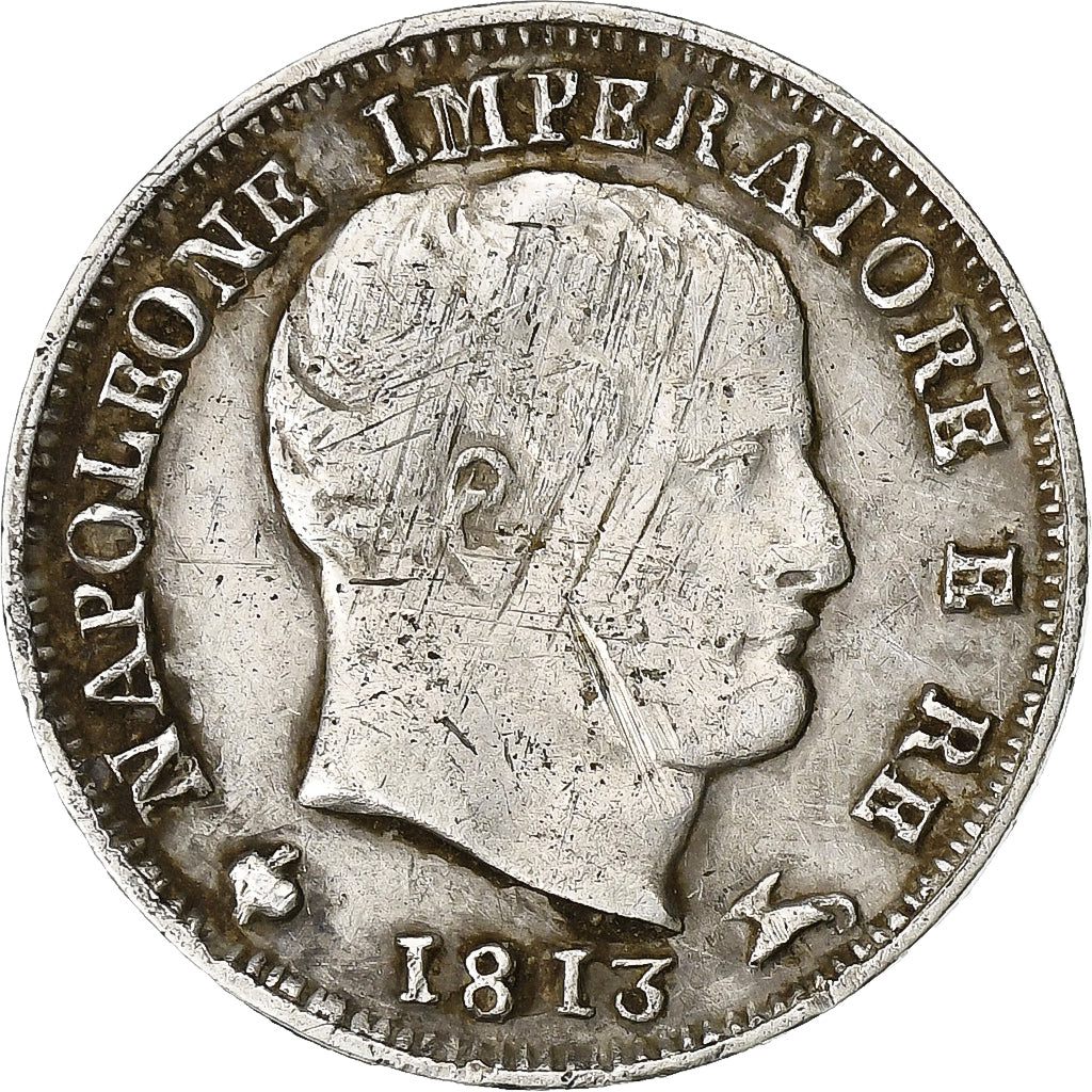 États italiens, KINGDOM OF NAPOLEON, Napoléon I, 5 Soldi,1813, Milan, Argent, TB