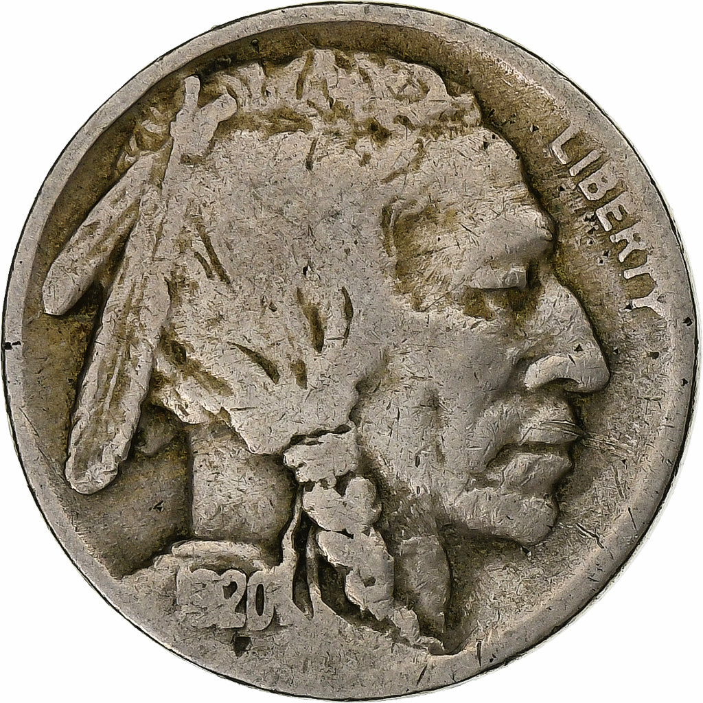 Estados Unidos, 5 Cents, Buffalo Nickel, 1920, Philadelphia, Cobre - níquel