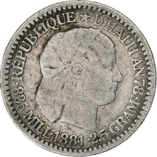 Haiti, 10 Centimes, 1881, Srebro, VF(20-25), KM:44