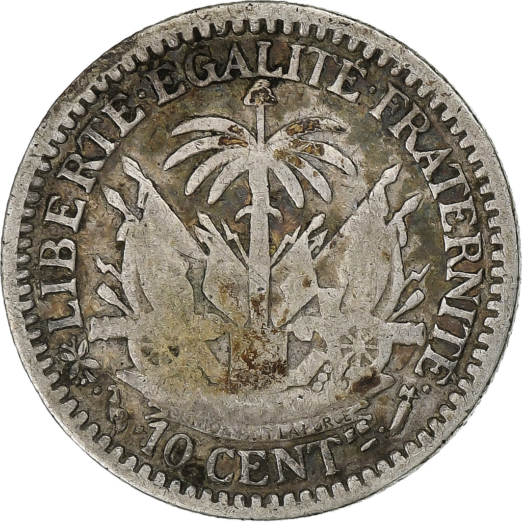 Haiti, 10 Centimes, 1881, Srebro, VF(20-25), KM:44