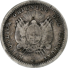 Urugwaj, 10 Centesimos, 1877, Paris, Srebro, VF(30-35), KM:14