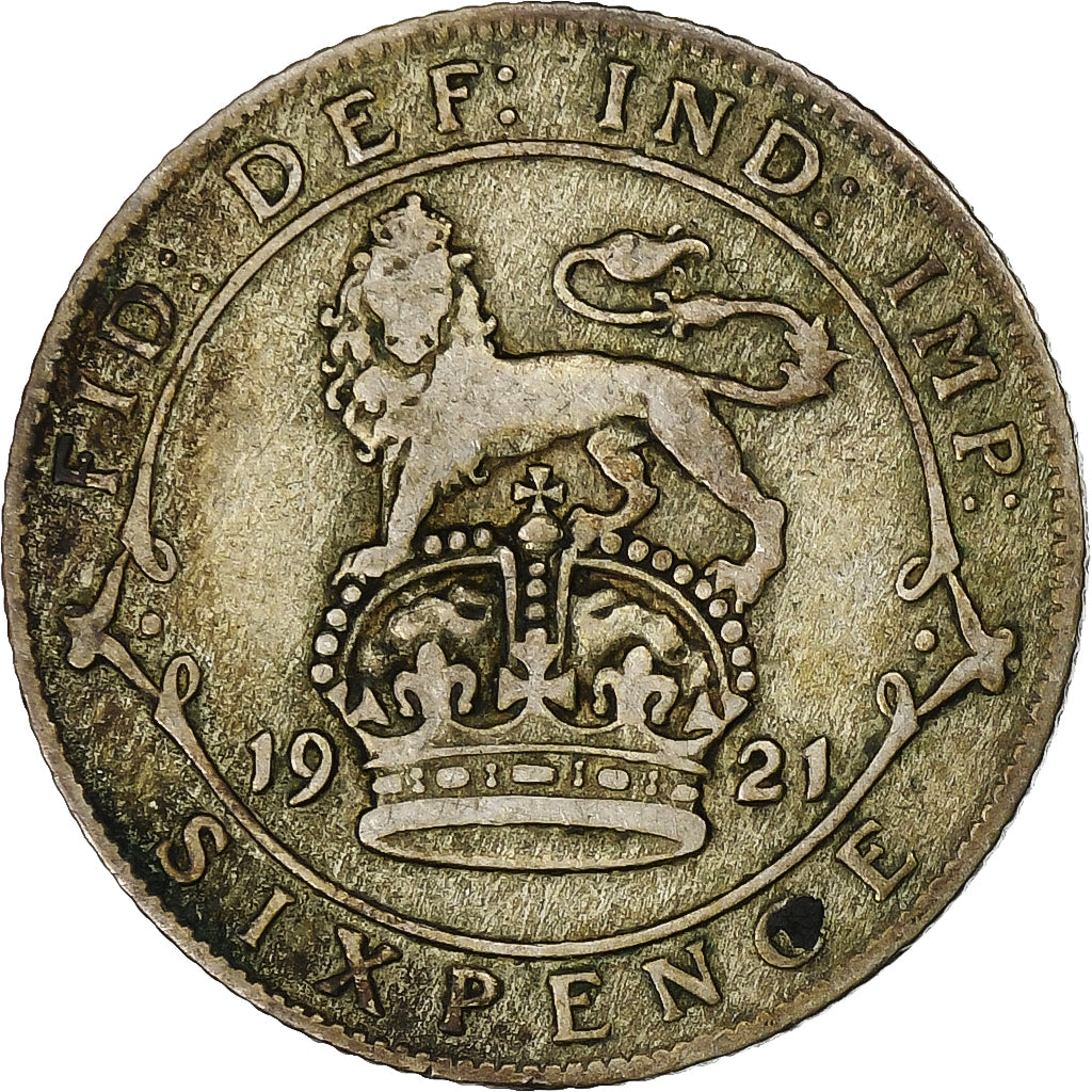 Wielka Brytania, George V, 6 Pence, 1921, Srebro, VF(30-35), KM:815a.1
