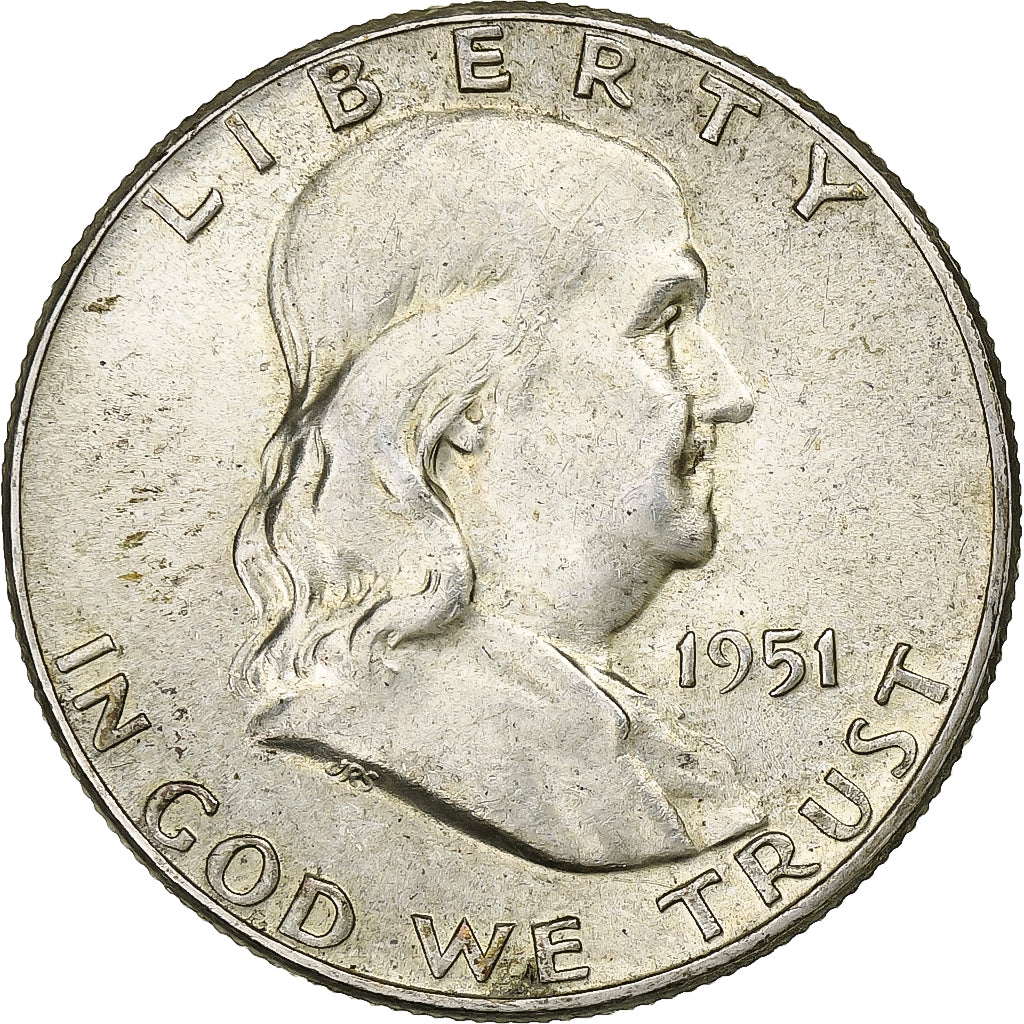 USA, Half Dollar, Franklin Half Dollar, 1951, U.S. Mint, Srebro, AU(55-58)