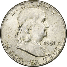 USA, Half Dollar, Franklin Half Dollar, 1951, U.S. Mint, Srebro, AU(55-58)