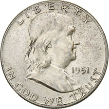 Estados Unidos, Half Dollar, Franklin Half Dollar, 1951, U.S. Mint, Plata, EBC