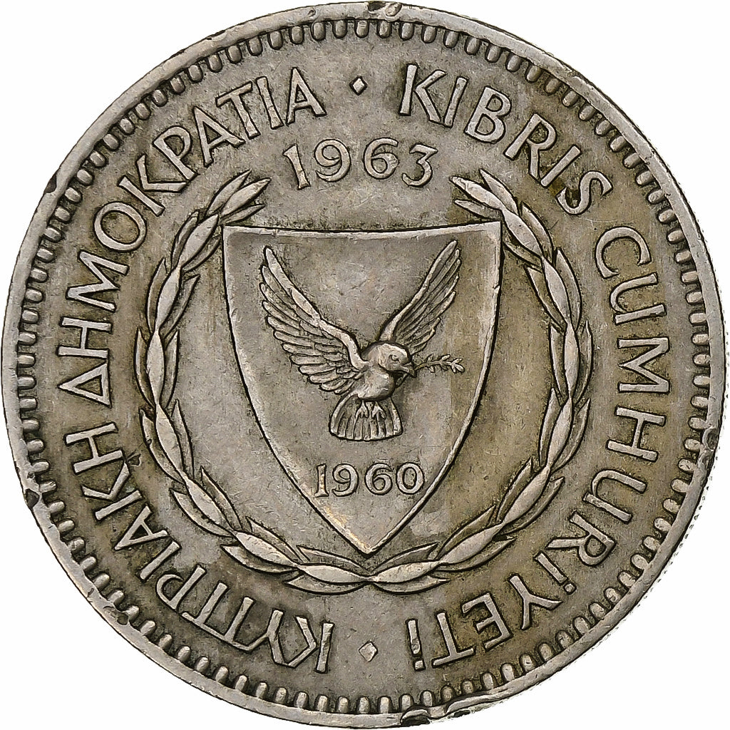 Cypr, 100 Mils, 1963, Nicosia, Miedź-Nikiel, EF(40-45), KM:42