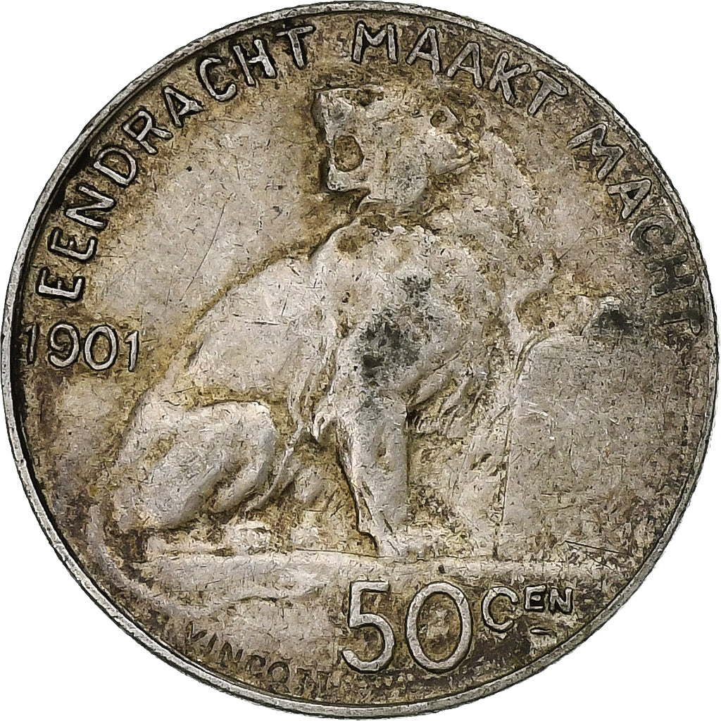 Belgia, 50 Centimes, 1901, Srebro, EF(40-45), KM:51