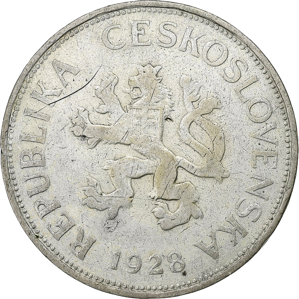 Cecoslovacchia, 5 Korun, 1928, Argento, MB+, KM:11