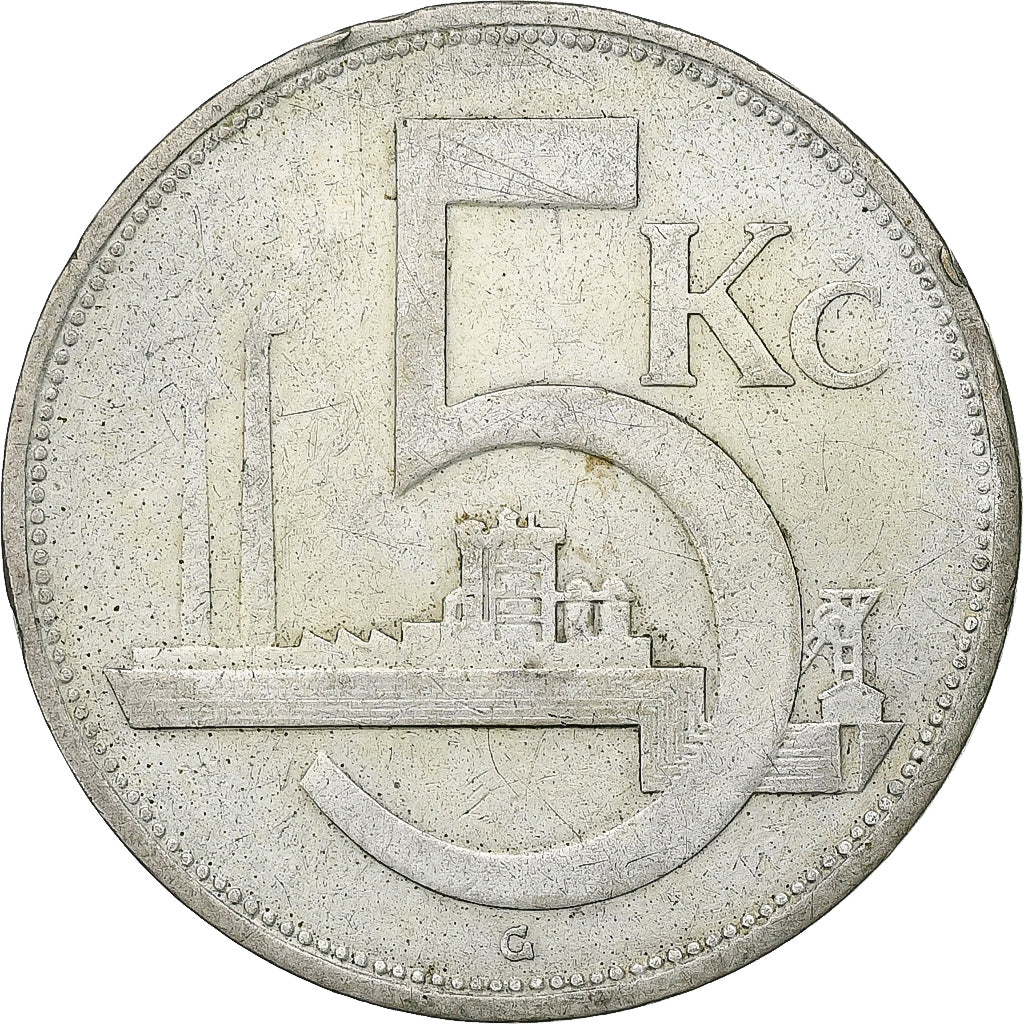 Cecoslovacchia, 5 Korun, 1928, Argento, MB+, KM:11