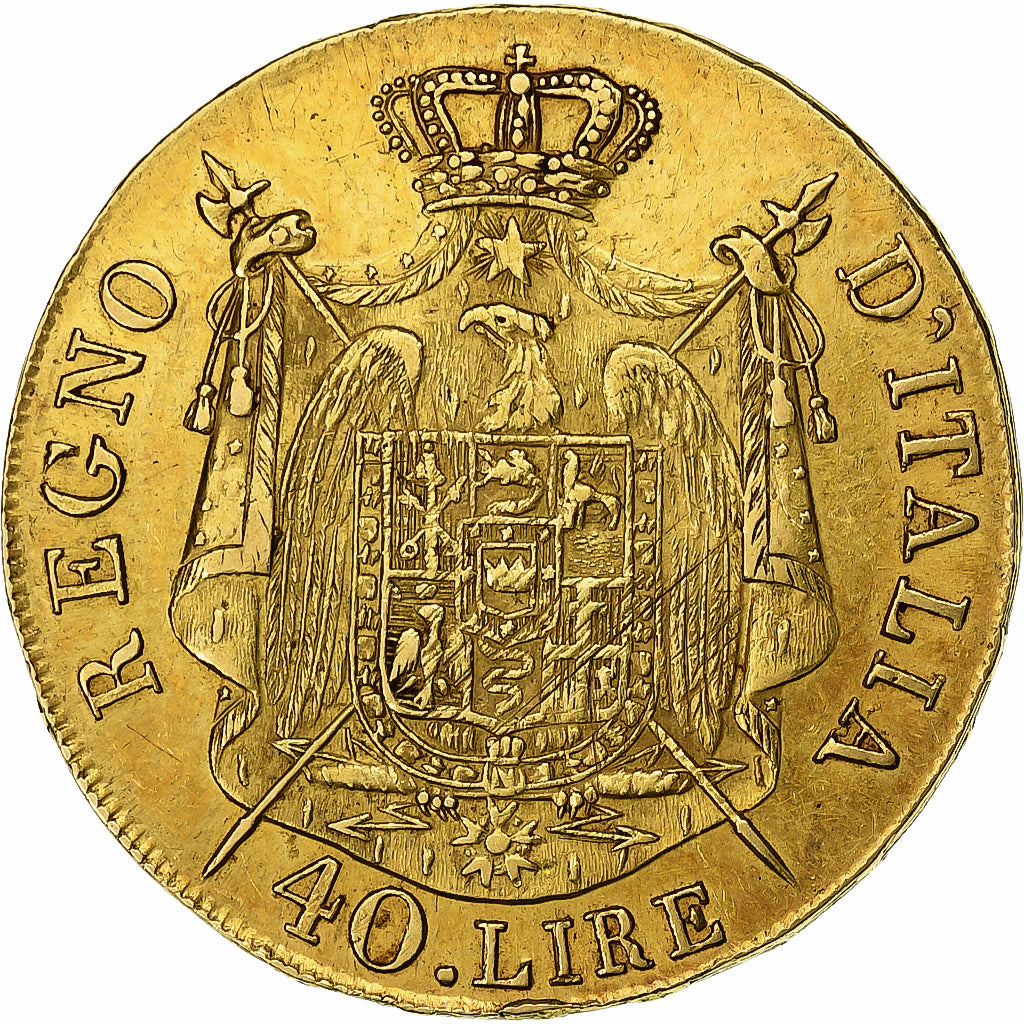 Italien Staaten, KINGDOM OF NAPOLEON, Napoleon I, 40 Lire, 1808, Milan, Gold