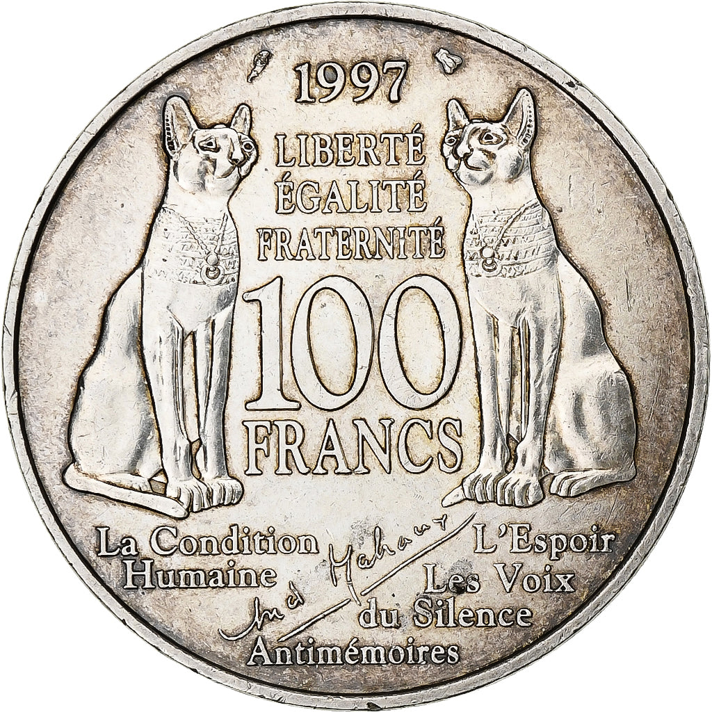 France, 100 Francs, André Malraux, 1997, Paris, Silver, AU(55-58), KM:1188