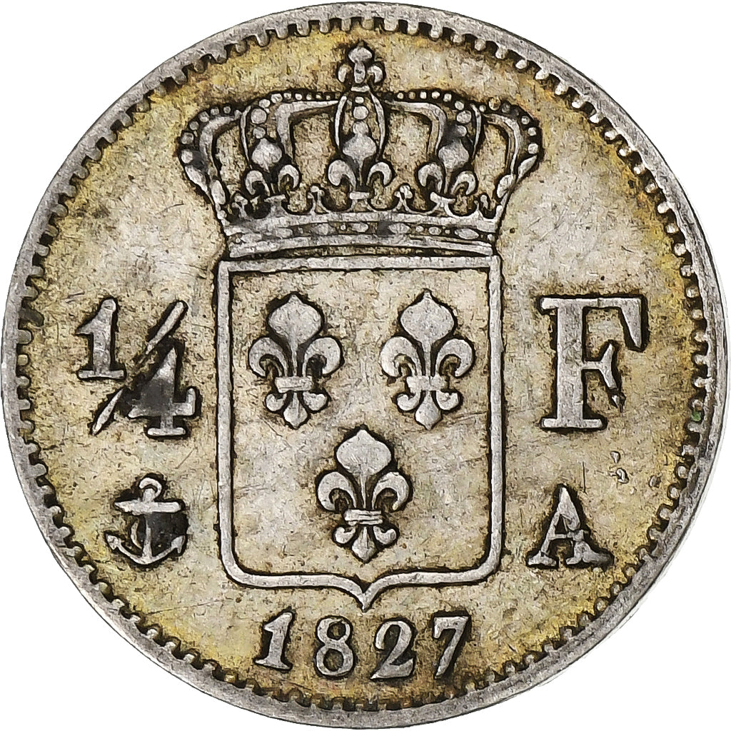 France, 1/4 Franc, Charles X, 1827, Paris, Argent, TTB+, KM:722.1