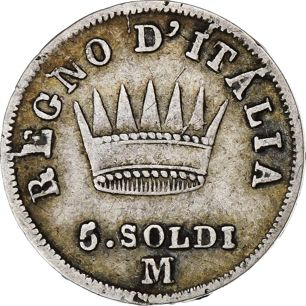 STATI ITALIANI, KINGDOM OF NAPOLEON, Napoleon I, 5 Soldi, 1812, Milan, Argento