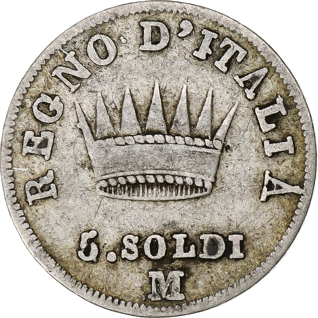 Italiaanse staten, KINGDOM OF NAPOLEON, Napoleon I, 5 Soldi, 1812, Milan