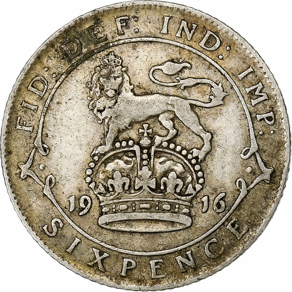 Grã-Bretanha, George V, 6 Pence, 1916, Prata, EF(40-45), KM:815