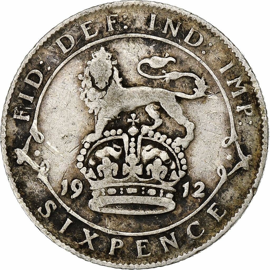 Great Britain, George V, 6 Pence, 1912, Silver, VF(30-35), KM:815