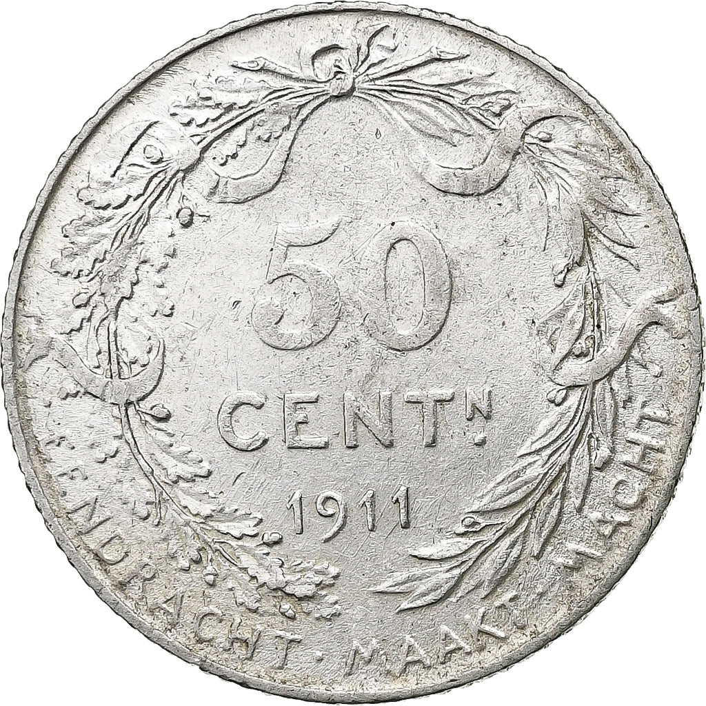 Belgio, 50 Centimes, 1911, Argento, MB+, KM:71