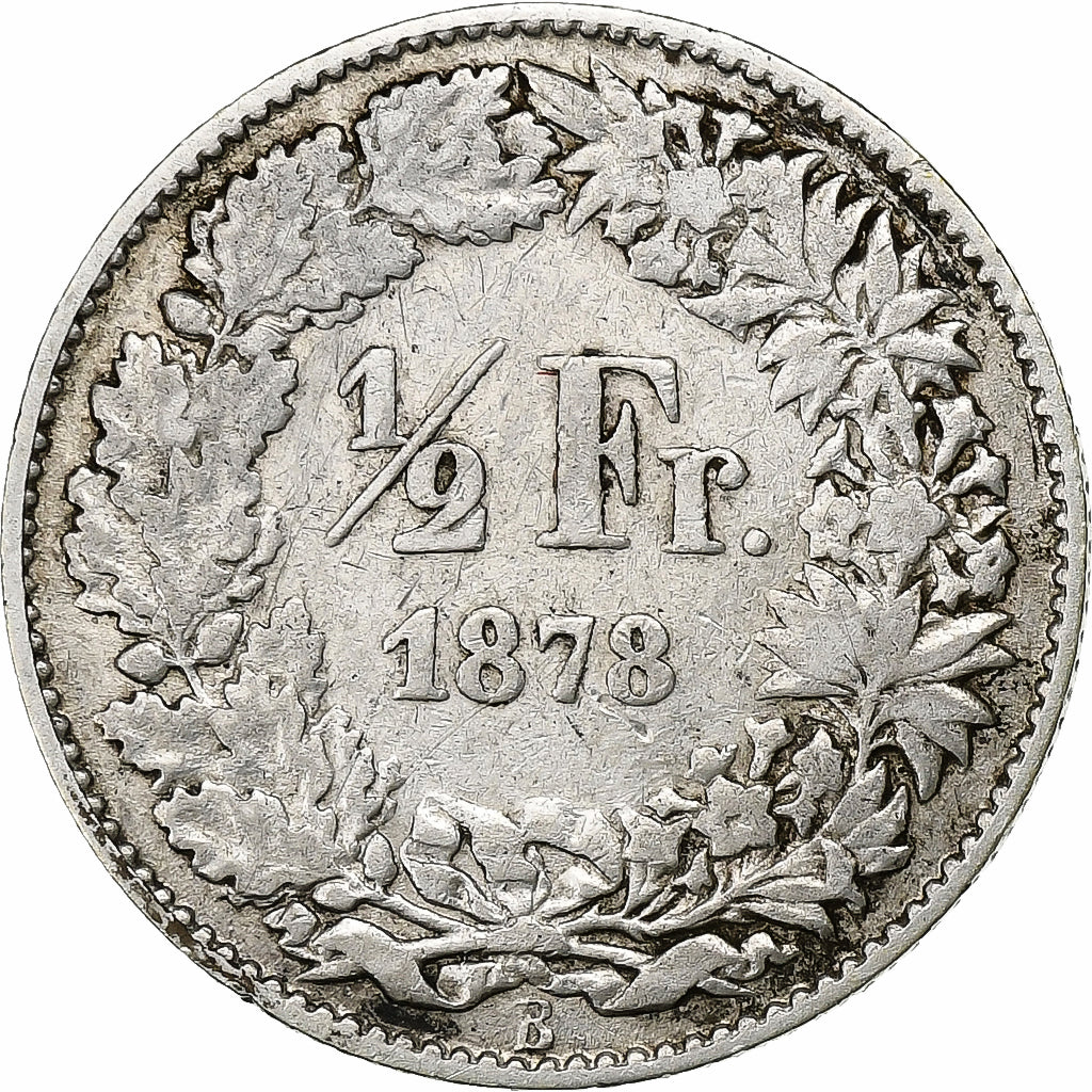 Switzerland, 1/2 Franc, 1878, Bern, Silver, VF(30-35), KM:23