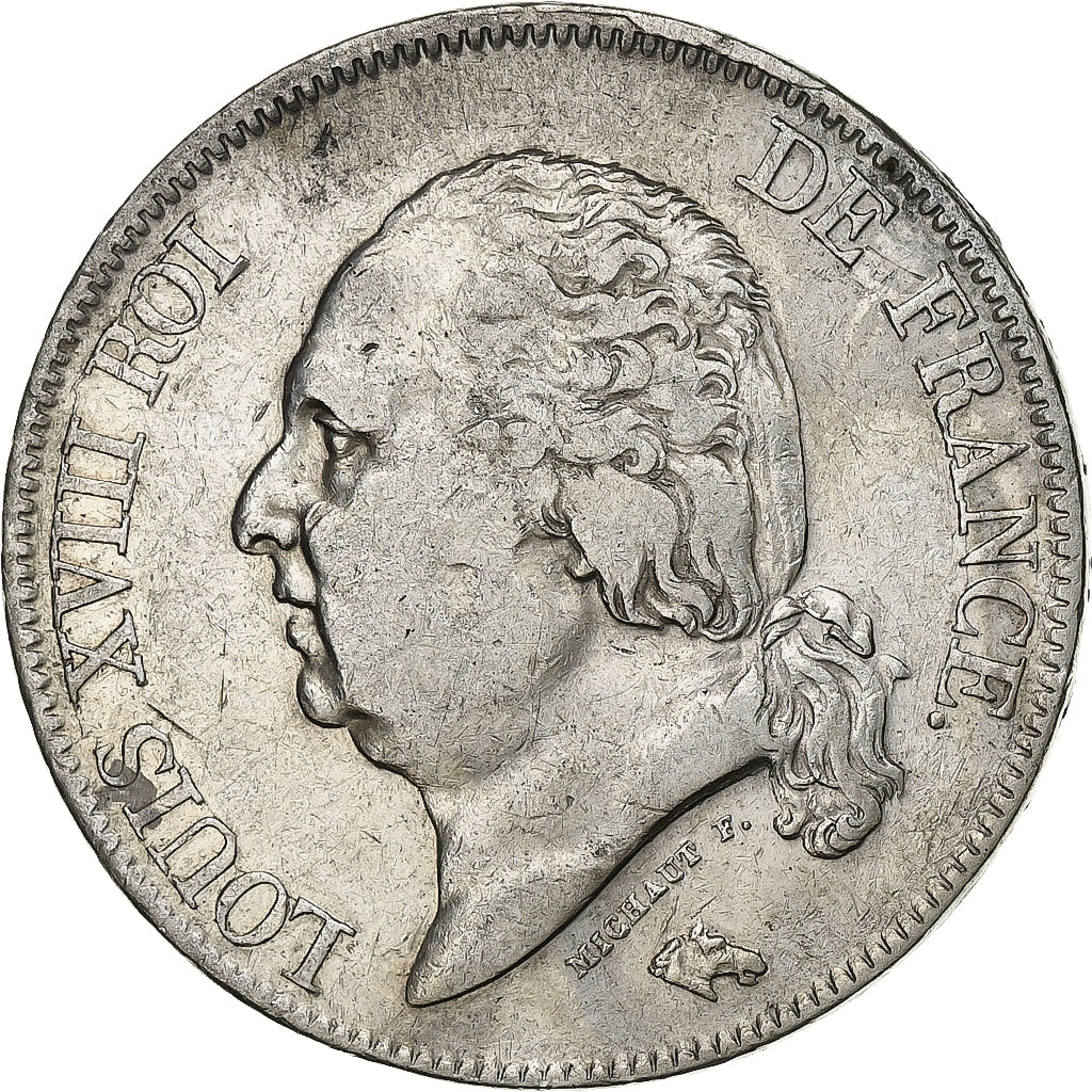 France, 5 Francs, Louis XVIII, 1823, Toulouse, Argent, TB+, KM:711.9
