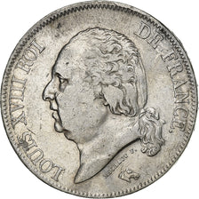 France, 5 Francs, Louis XVIII, 1823, Toulouse, Argent, TB+, KM:711.9