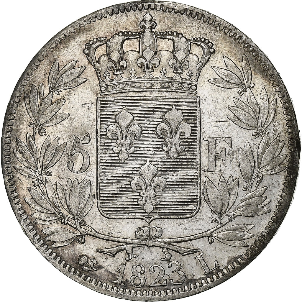 France, 5 Francs, Louis XVIII, 1823, Bayonne, Argent, TB+, KM:711.8