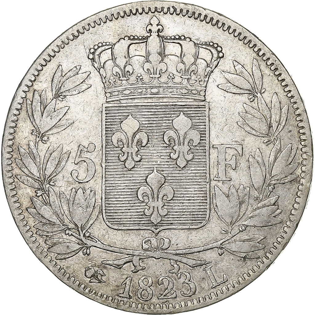 Frankreich, 5 Francs, Louis XVIII, 1823, Bayonne, Silber, S+, KM:711.8