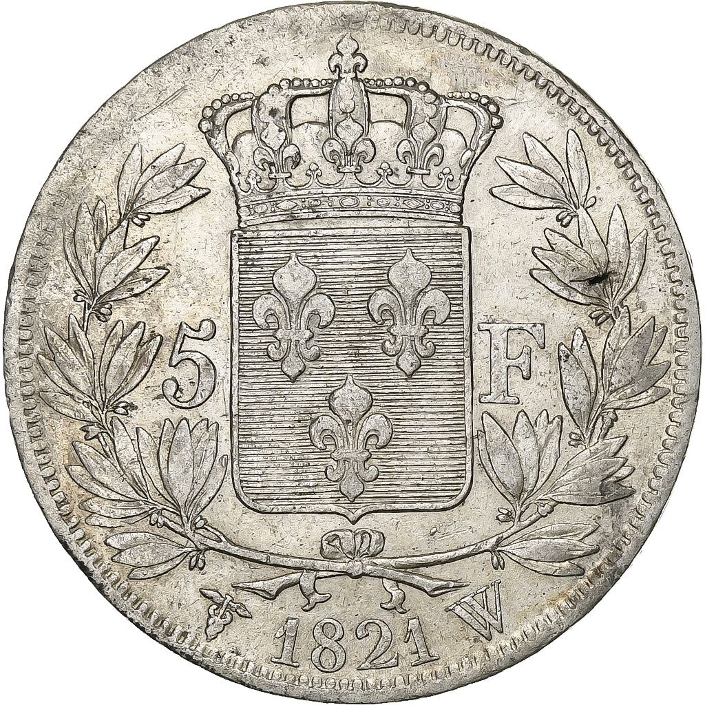 Francia, Louis XVIII, 5 Francs, Louis XVIII, 1821, Lille, Argento, BB, KM:711.13