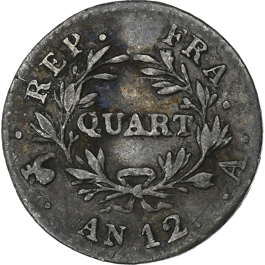 France, 1/4 Franc, Napoléon I, An 12, Paris, Silver, EF(40-45), KM:653.1