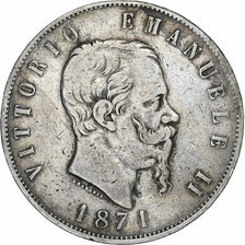 Italie, Vittorio Emanuele II, 5 Lire, 1871, Milan, Argent, TB+, KM:8.3