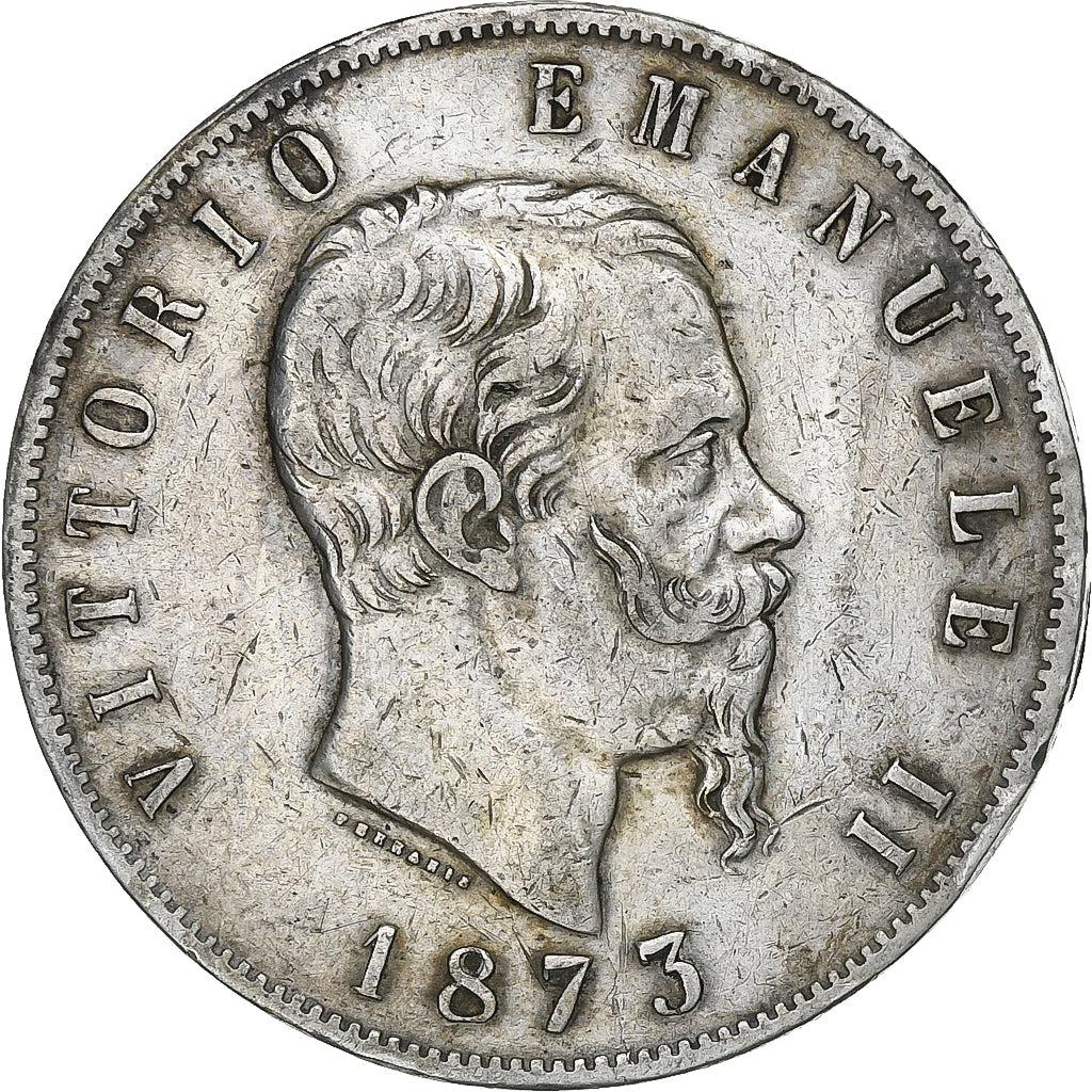 Italien, Vittorio Emanuele II, 5 Lire, 1873, Milan, Silber, SS, KM:8.3