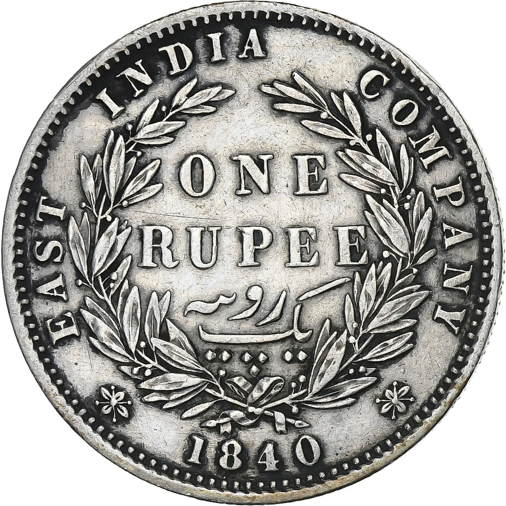 INDIA-BRITISH, Victoria, Rupee, 1840, Calcutta, Silver, EF(40-45), KM:458.2