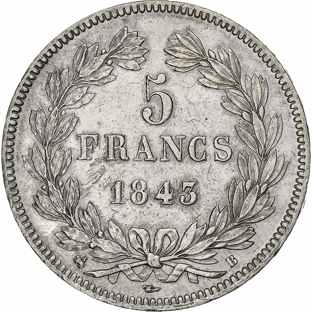 Francia, 5 Francs, Louis-Philippe, 1843, Rouen, Argento, BB, KM:749.2