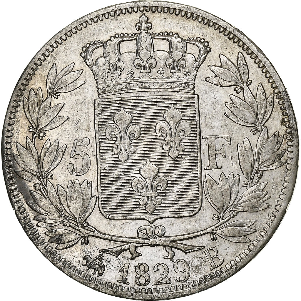 France, 5 Francs, Charles X, 1829, Rouen, Silver, EF(40-45), KM:728.2