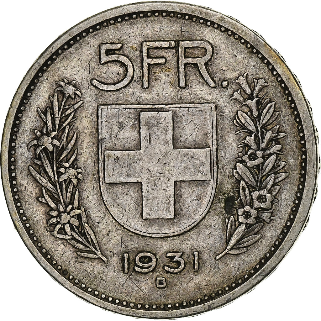 Switzerland, 5 Francs, 1931, Bern, Silver, VF(30-35), KM:40