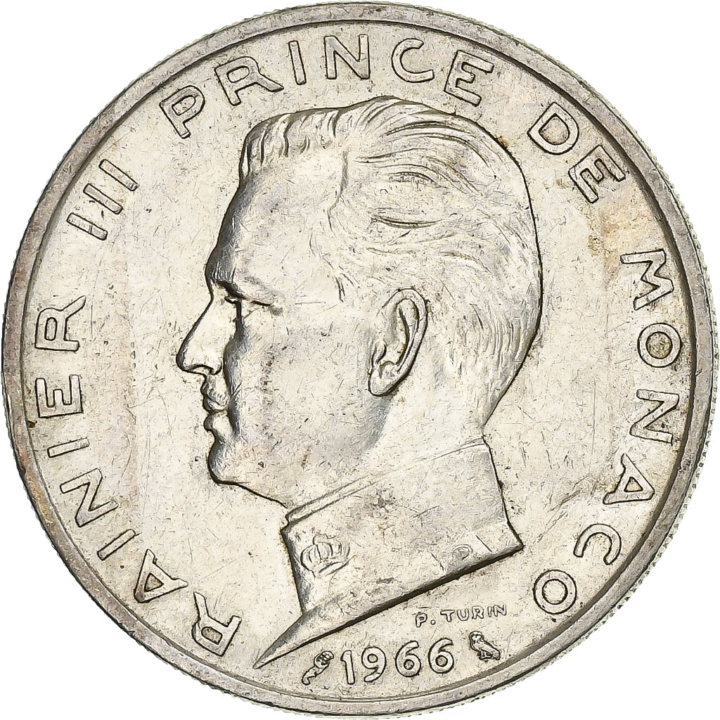 Monaco, Rainier III, 5 Francs, 1966, Paris, Silver, EF(40-45), KM:141