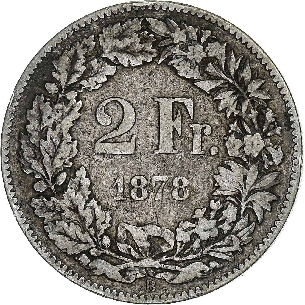 Zwitserland, 2 Francs, 1878, Bern, Zilver, FR, KM:21