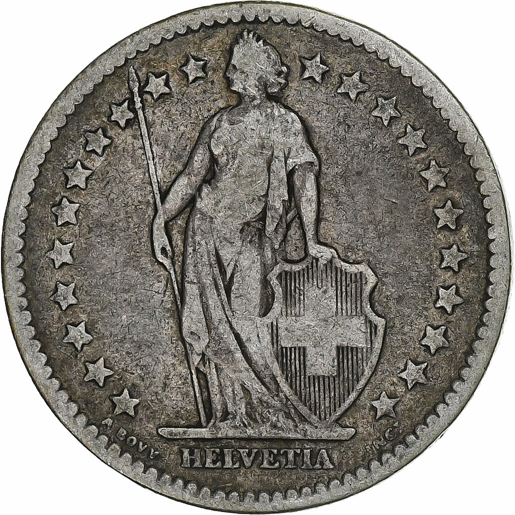 Suíça, 2 Francs, 1878, Bern, Prata, VF(20-25), KM:21
