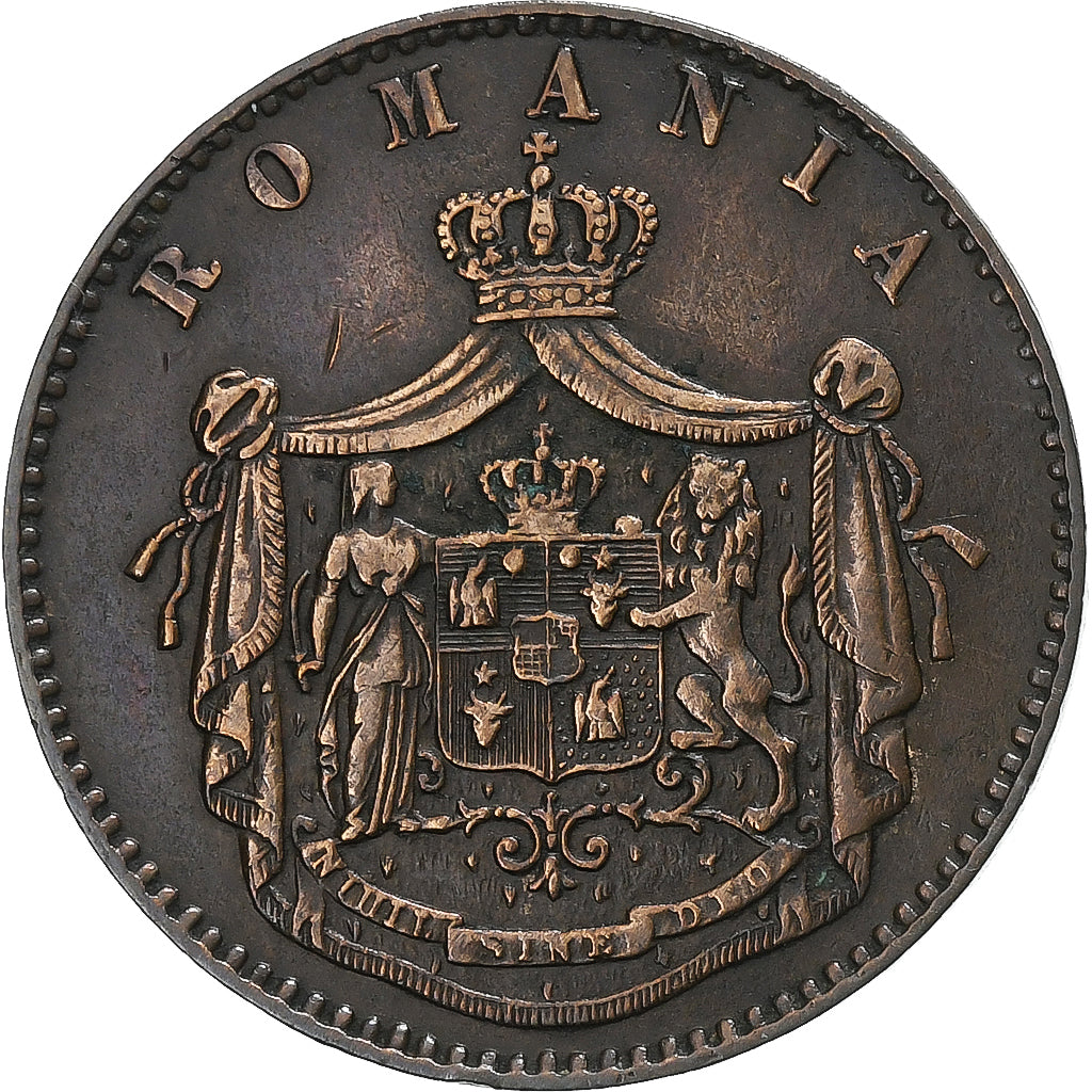 Romania, Carol I, 5 Bani, 1867, Copper, EF(40-45), KM:3.1
