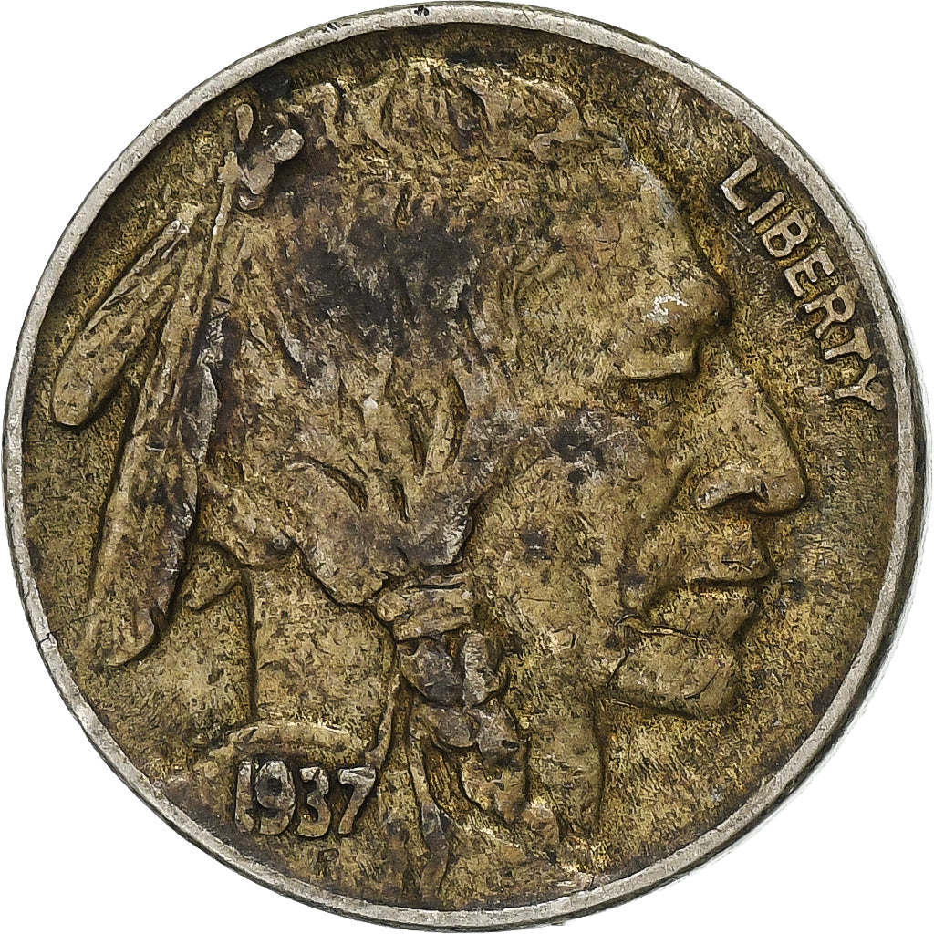 United States, 5 Cents, Buffalo Nickel, 1937, U.S. Mint, Copper-nickel