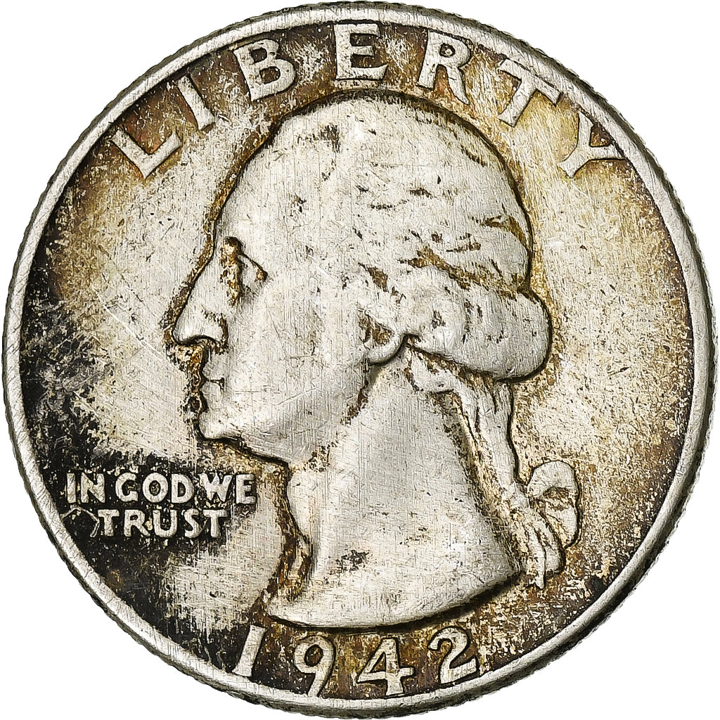 United States, Quarter, Washington Quarter, 1942, U.S. Mint, Silver, VF(30-35)
