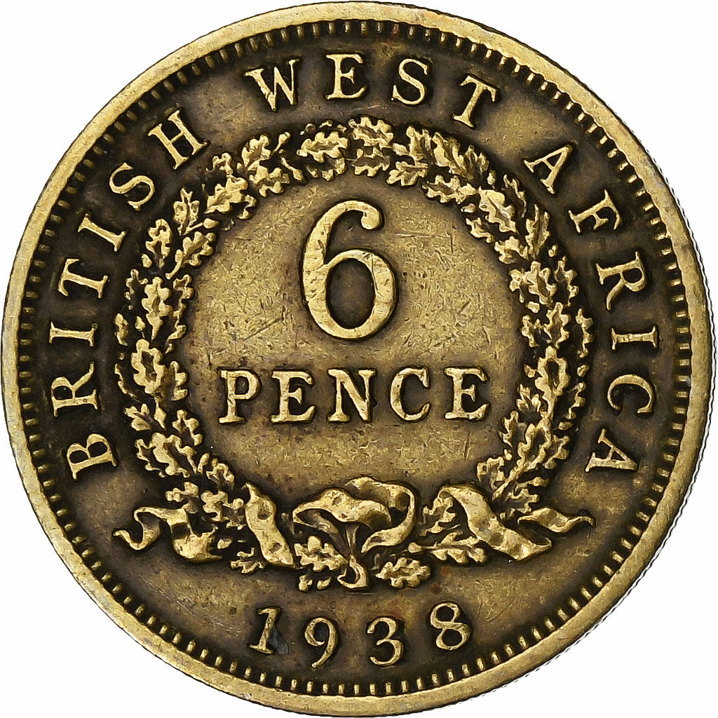 BRITISH WEST AFRICA, George VI, 6 Pence, 1938, Nickel-brass, EF(40-45), KM:22