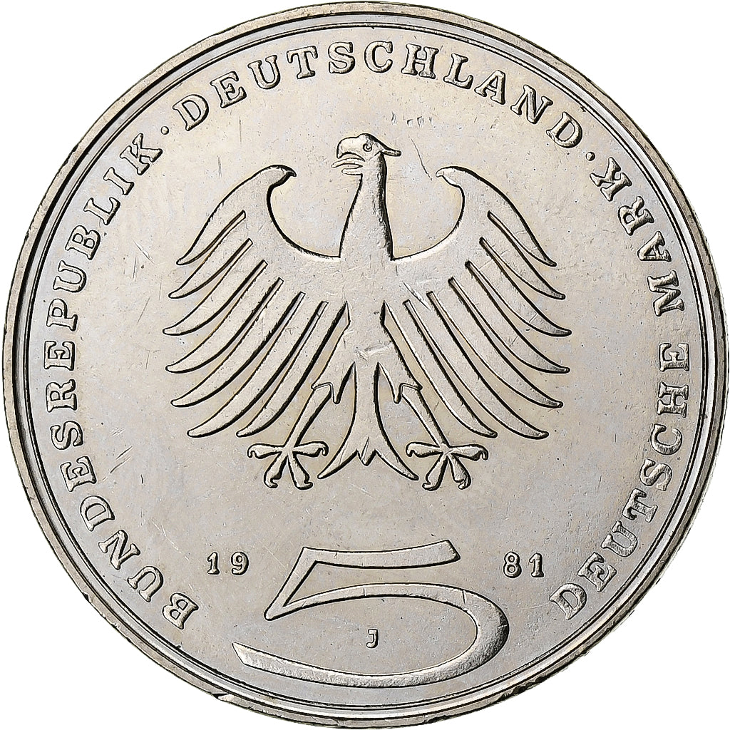 GERMANY - FEDERAL REPUBLIC, 5 Mark, 1981, Hamburg, Copper-Nickel Clad Nickel
